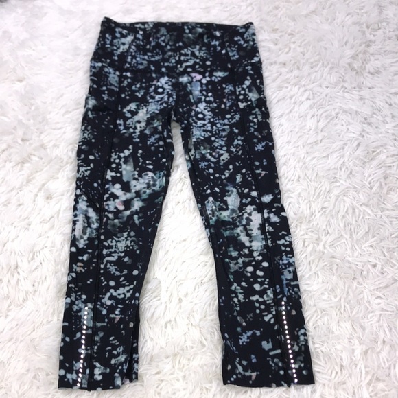 lululemon athletica Pants - Lululemon Fast & Free Crop II *Nulux 19" Pixel Haze Multi Black